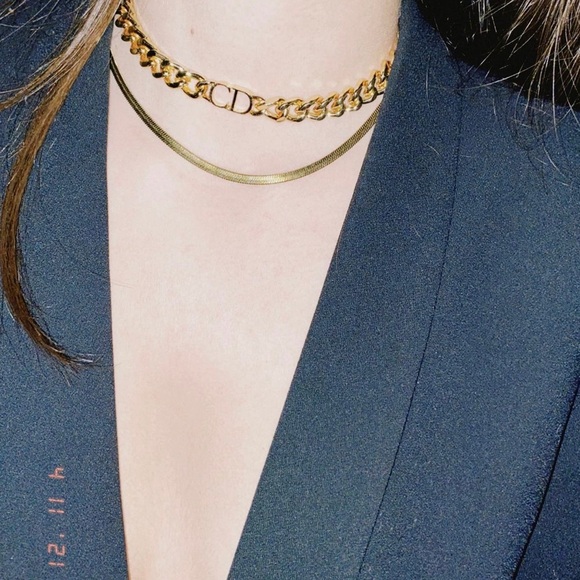 Fancy Stainless Steel stamped Cuban Necklace Bracelet Gold Choker Line - Picture 11 of 11